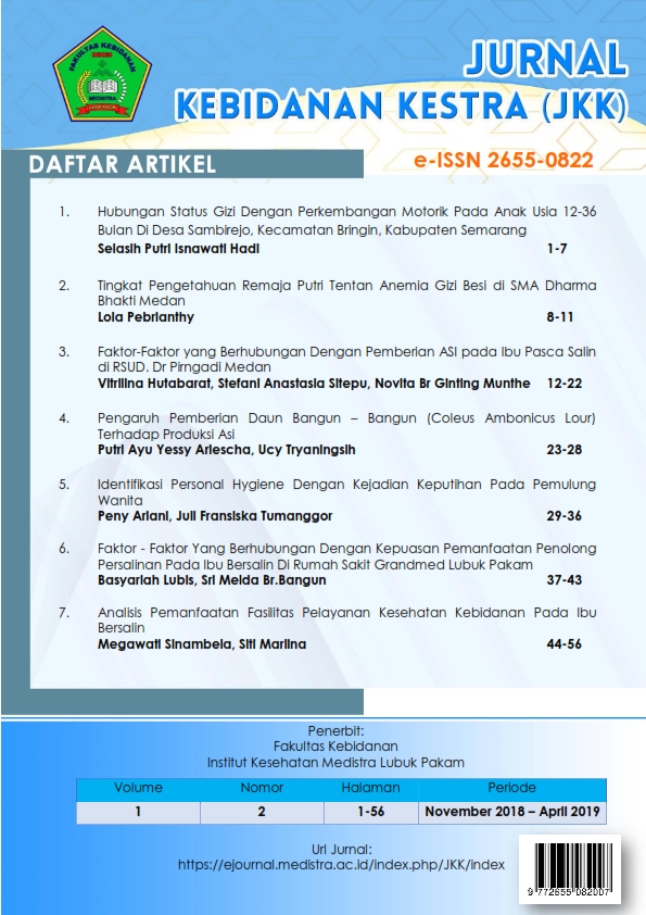 					View Vol. 1 No. 2 (2019): Jurnal Kebidanan Kestra (JKK)
				